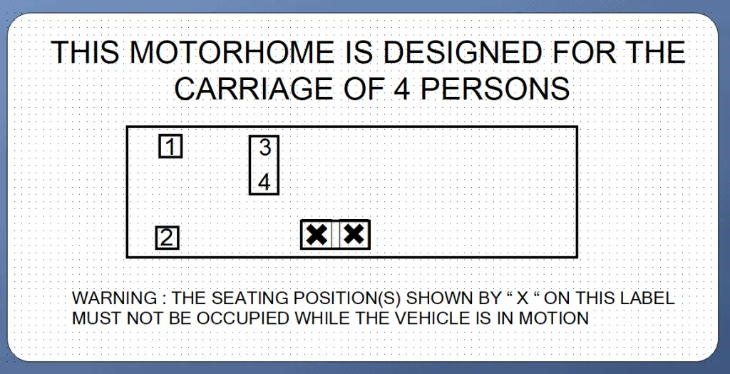 designated seating positions for a motorhome