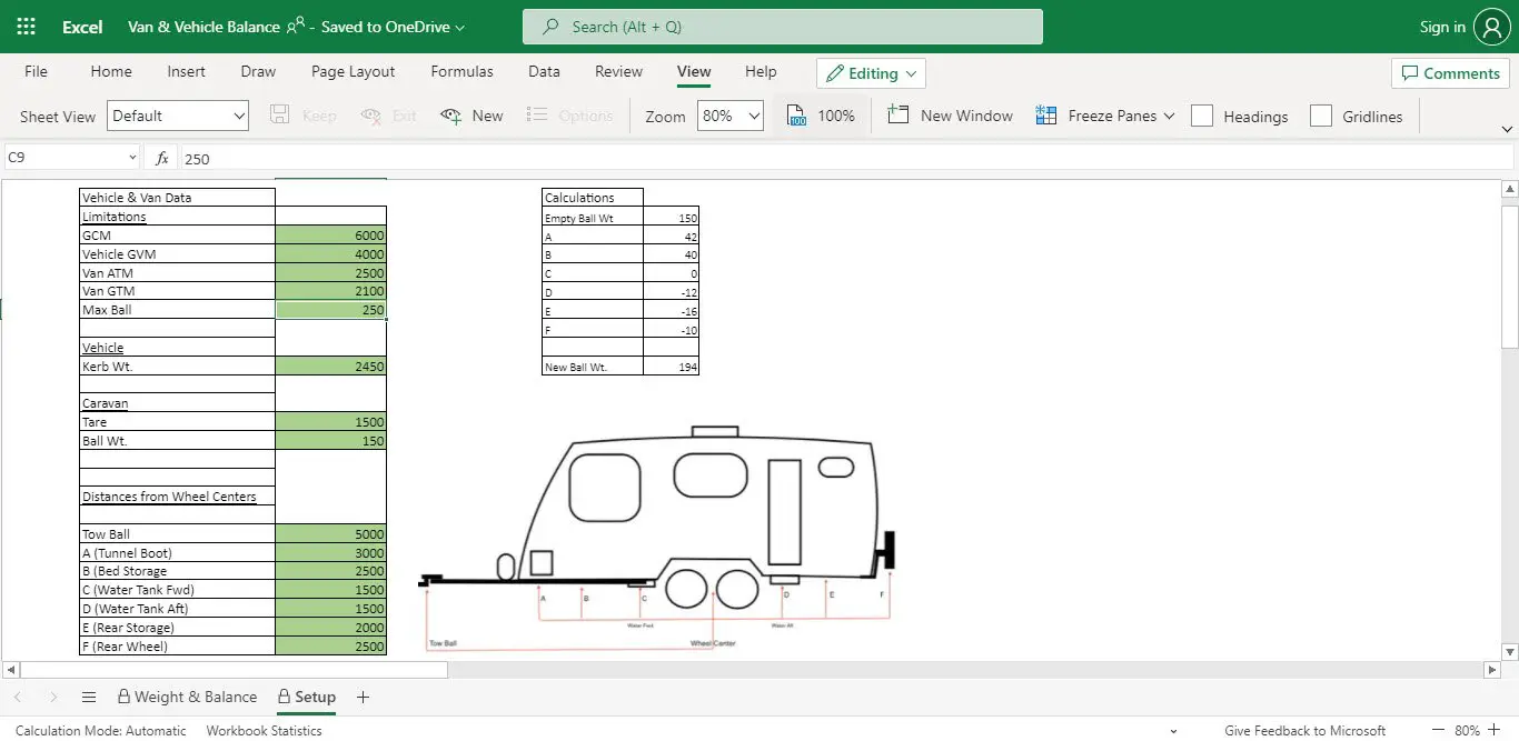 Van and vehicle weight and balance calculator