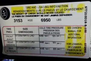 tire and loading information for caravan tyre